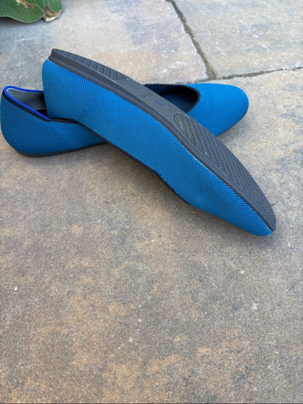 Rothy's Retired Round Toe Electric Blue Knit Slip-On Flats - Picture 8 of 16